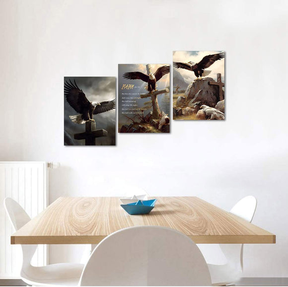 Novatique -- 3 Panels Motivational Wall Art Eagles Pictures Prints Canvas Painting Modern Bible Quotes Posters Jesus Cross Pictures Inspirational Wall Decor Artwork Home Office Decorations - 12