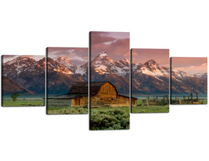 Wall Art for Living Room Bedroom Office Large Size Landscape Painting Home Decorations 5 Panels Posters and Prints Stretched Framed Ready to Hang - 50" W x 24" H