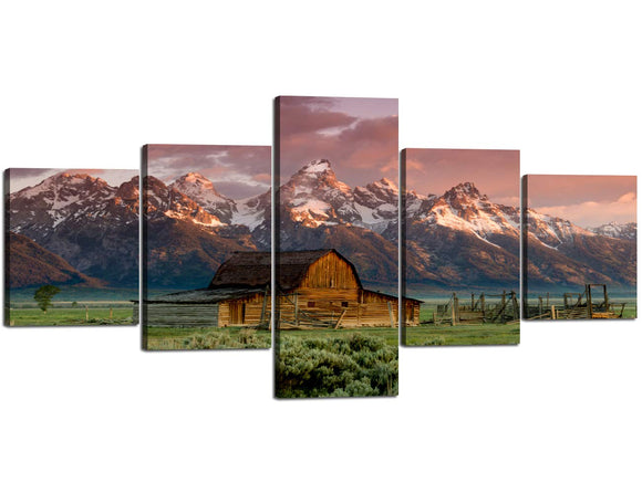 Wall Art for Living Room Bedroom Office Large Size Landscape Painting Home Decorations 5 Panels Posters and Prints Stretched Framed Ready to Hang - 50