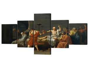 The 5 Pieces Art Wall Prints And Posters Painting Home Decor The Death Socrates Picture Home Decoration Modern art Wall Painting for Living Room Study and Hallway Ready to Hang（50''Wx24''H）