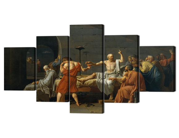 The 5 Pieces Art Wall Prints And Posters Painting Home Decor The Death Socrates Picture Home Decoration Modern art Wall Painting for Living Room Study and Hallway Ready to Hang（60''Wx32''H）