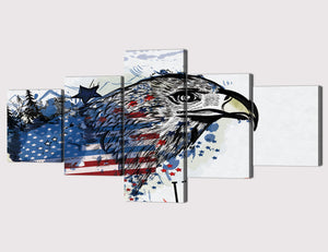 Yan Quan Patriotic USA Flag Wall Decor Navy Bald Eagle Paintings Wall Art Painting on Canvas Print Decoration Living Room Gallery-Wrapped Stretched Framed Artwork - 50''Wx24''H
