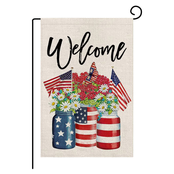 ITNOTC -- Garden Flag Patriotic Star Eagle USA Flag God Bless America 4th of July Memorial Day Independence Day Watercolor Yard Outdoor Decoration,
