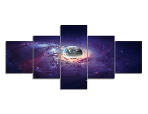 5 Panels Space Canvas Wall Art Framed Galaxy Painting Picture Prints Artwork Ready to Hang for Living Room Bedroom Decoration - 50''W x 24''H