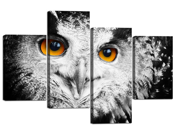 Owl Head Portrait and A Pair of The Eyes Wall Art Painting Pictures Print On Canvas Animal The Picture for Home Modern Room Decorations for Bad Room(40''Wx28''H)