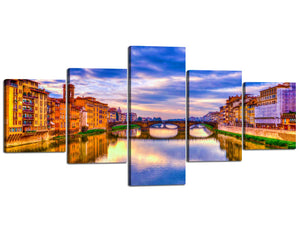 Large Canvas Wall Art Italy Painting Sunset Glow of Bridge Scenic Canvas Printing Canvas Artwork Contemporary Picture for Home Office Wall Decor Ready to Hang(50''Wx24'H)