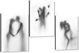 CanvasTrend -- Bathroom Canvas Wall Art Decor Black and White Shower Hazy Silhouette Photos Prints on Canvas 3 Panels Modern Abstract Picture Artwork Painting for Home Bedroom Decoration Ready to Hang (36''Wx16''H)