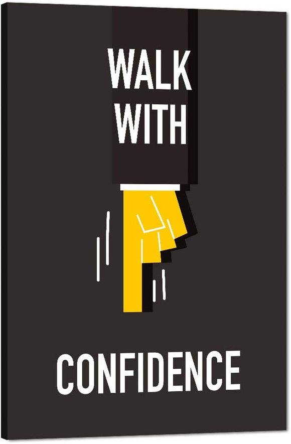 Motivational Canvas Wall Art Walk with Confidence Posters and Prints Inspirational Entrepreneur Quotes Pictures Painting Wooden Artwork for Living Room Office Bedroom Home Decor Framed