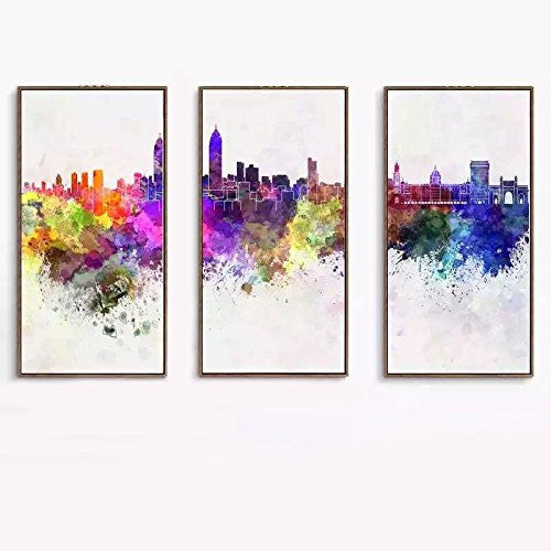 Modern Abstract Framed Painting Home Decorations, Wall Art Canvas Abstract Landscape 3 piece Painting on Canvas, Printed Posters Pictures Wall Art for Living Room, Purple (60''L x 40''W)