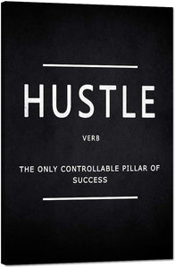 Hustle Verb Motivational Wall Art Inspirational Entrepreneur Quotes Canvas Painting Modern Inspiring Posters Pictures Prints Framed Artwork Decorations for Living Room Home Office House