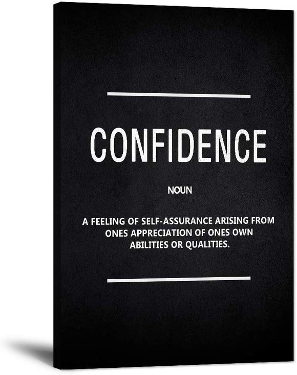 Canvas Wall Art Picture for Office Inspirational Motivational Posters Inspiring Entrepreneur Quotes Confidence Noun Painting Print Artwork Decor for Home Living Room Classroom Teens Framed