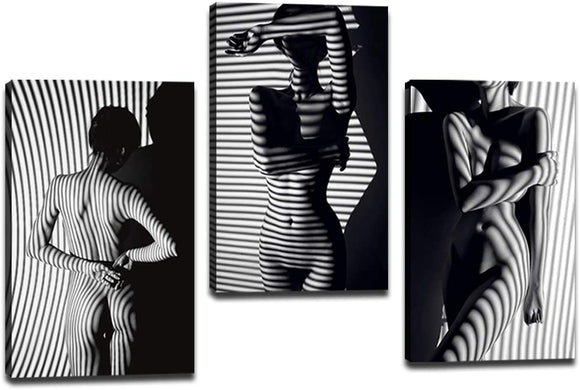 Modern Home Decor Gift Choice for Men Women Wooden Framed Sexy Nude Body Art Wall Paintings Posters and Prints Black and White HD Print Sexy Girl Women Portrait Wall Art Framed Easy to Hang-72