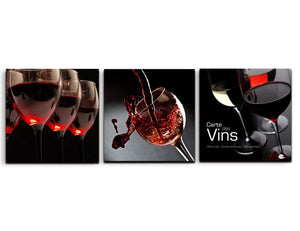 3 Panel Pour Red Wine Spill Art High-definition Photographys Pictures Black Background Home Wall Deccor for Kitchen and Living Room and Bar