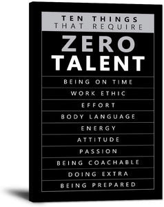 Inspirational Canvas Wall Art Motivational Painting Positive Entrepreneur Quotes Posters Ten Things that Require Zero Talent Picture Prints Artwork Decor for Home Office Bedroom Framed