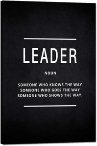 Leader Noun Motivational Wall Art Inspiring Painting Prints on Canvas Inspirational Leadership Entrepreneur Quotes Posters Inspiration Pictures Wooden Decorations Artwork for Office Home