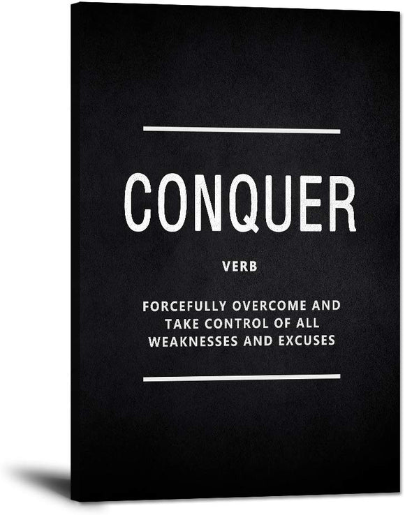 Office Wall Art Conquer Verb Inspirational Motivational Posters Prints on Canvas Inspiring Entrepreneur Quotes Inspiration Motivation Pictures Prints Artwork Home Office Wall Decor Framed