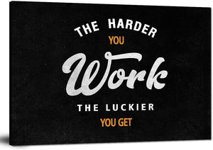 Motto Inspirational Wall Art Motivational Canvas Painting Hard Work Hustle Pictures Inspiring Entrepreneur Quotes Posters Prints Artwork Home Office Decorations Framed Ready to Hang
