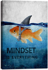 Mindset is Everything Motivational Canvas Wall Art Inspirational Entrepreneur Quotes Poster Print Artwork Painting Picture for Living Room Bedroom Office Home Decor Framed Ready to Hang