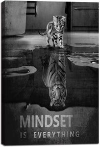 Mindset is Everything Motivational Canvas Wall Art Inspirational Entrepreneur Quotes Poster Print Artwork Painting Picture for Living Room Bedroom Office Home Decor Framed Ready to Hang