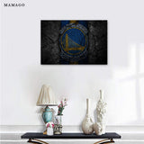 MAMAGO - Golden State Warriors Canvas Wall Art NBA Basketball Sports Pictures Prints on Canvas Modern Poster Painting Artwork Home Decor for Living Room Bedroom Office Framed Ready to Hang - 12"Wx18"H