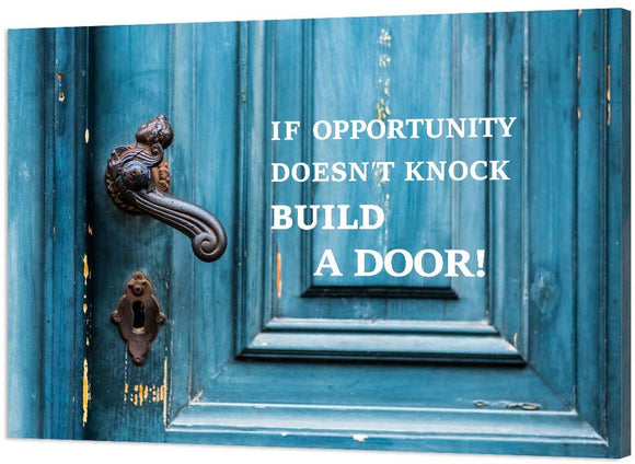 Inspirational Wall Art Motivational Quotes Canvas Painting If Opportunity Doesn't Knock Build a Door Pictures Success Posters Prints Wooden Artwork Decorations for Home Office Classroom