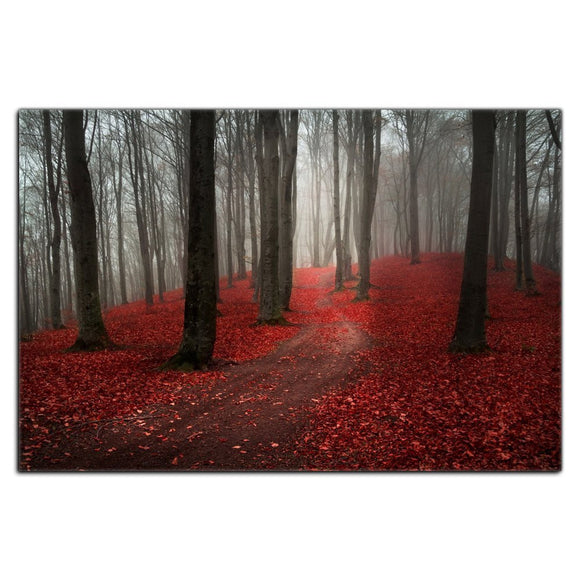 Modern Large Tree Painting, Black White Red Forest Landscape Canvas Wall Art Posters and Prints Pictures for Living Room Stretched Ready to Hang (20WX30L, P2)