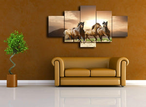 Canvas Wall Art Extra Large Horse Painting Abstract Prints Framed Ready to Hang-5 Pieces Canvass Art Horse Painting Picture Giclee Artwork for Home Interior Decoration