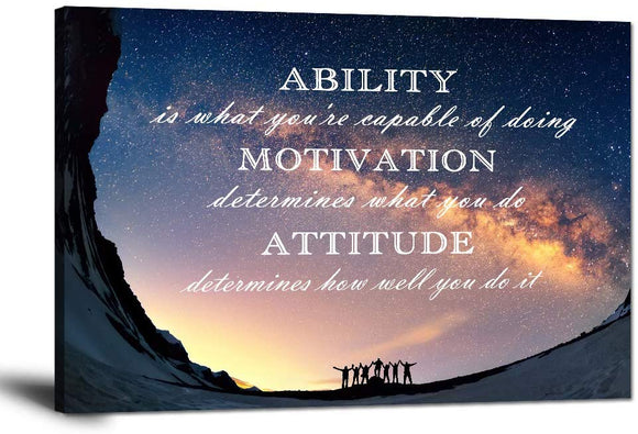 Inspirational Wall Art Ability is What You're Capable of Doing Quotes Wall Decor Motivation Attitude Saying Posters Print Artwork for Living Room Office Home Classroom Framed Ready to Hang