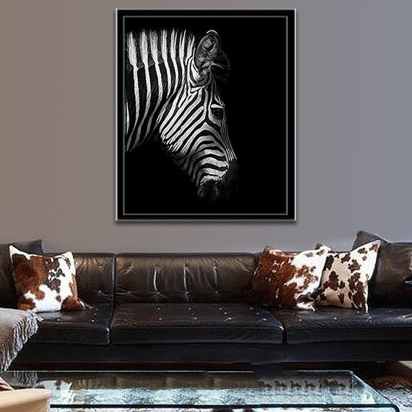 Painting Black White Animal Zebra Picture Wall Art on Canvas Printed Posters and Prints for Living Room Home Decor Framed Ready to Hang (20 x 24 inches )