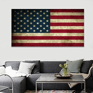 USA Flag Picture Printed Painting on Canvas Wall Art for Living Room Home Decor Stretched and Framed Ready to Hang (36L x 24W/ Inches)