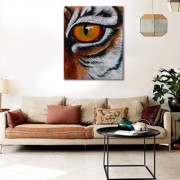 Painting Black White Red Animal Tiger Eye Picture Wall Art on Canvas Printed Posters and Prints for Living Room Home Decor Stretched Ready to Hang Green (20 X 24 Inch)