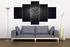 Extra Large Wall Art 5 Panel Cultural Religion Dragon Painting on Canvas Wood Framed Ying Yang Black White Modern Abstract Multi panel Artwork Home Decor for Home Living Ready to Hang