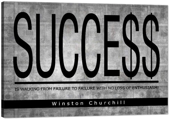 Inspirational Wall Art Motivational Entrepreneur Quotes Canvas Painting Success Winston Churchill Pictures Inspiring Successful Hustle Posters Prints Artwork Decorations for Home Office