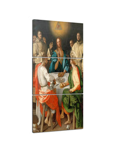 Yan Quan 3 Panels Canvas Wall Art - World-renowned Ancient People Celebrate in Emmaus Painting Artwork - Modern Framed Posters Home Decoration on the Wall - 42''W x 20''H