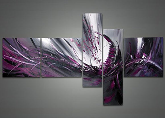 Handpainted 5 Piece Modern Abstract Oil Painting on Canvas Wall Art Pictures for Living Room Framed Ready to Hang As Unique Gift