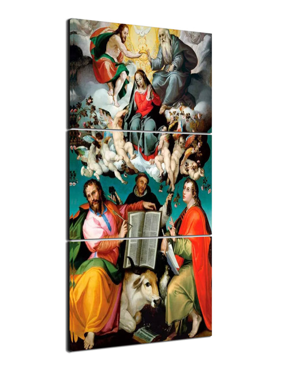 Yan Quan 3 Piece Ancient Europe Theme Canvas Wall Art - Saints Crown Preach Carefully Prints Artwork Home Wall Decor - 48''H x 24''W