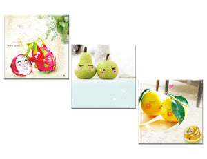 3 Piece Wall Decoration Art Fresh Fruit Still Life Painting on Canvas Green Pear Apple Artwork,HD Prints Pictures Giclee for Kitchen Home Decor Wooden Framed Stretched Ready to Hang(48''Wx16''H)