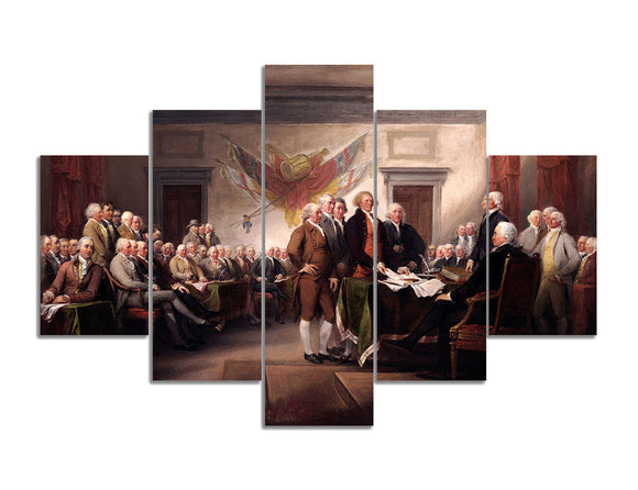 Wall Art Paintings Print on Canvas Retro 5 Pcs The Declaration Independence Art Picture Decoration Living Room Posters Print Artwork Ready to Hang - 70''W x 40''H