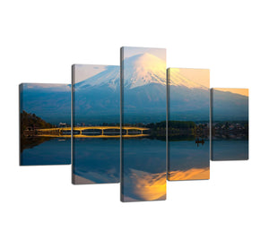 Modern Mount Fuji Landscape Canvas - with Shadow on the Lake Prints High Defination Artwork - Wall Art for Home Decoration - 70''W x 40''H