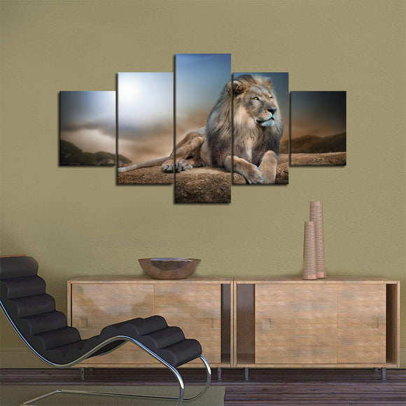 Click image to open expanded view Yan Quan 5 Piece Animal Lion Wall Art Painting Picture on Canvas Giclee Artwork Stretched with Wooden Frame Ready to Hang Modern Home Decor for Living Room and Bedroom Decoration - 60