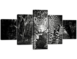 Black and White Ferocity Tiger with Eye Staring and Beard Wall Art Painting Pictures Print On Canvas Animal The Picture for Home Modern Decoration(60''Wx32''H)
