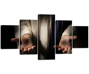 Framed Wall Art Canvas Painting The Hand of God,Prints Posters 5 Panels The Resurrected Christ Home Decor Pictures Painting for Living Room Bedroom Decoration,Stretched Gallery-wrapped (70''Wx40''H)