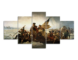 American Presidents Washington Crosses The Delaware Painting Reproduction Modern Wrapped Giclee Wall Art Canvas Prints Stretched and Framed Ready to Hang - 60''W x 32''H