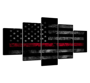 Yan Quan Modern 5 Panels USA Flag Giclee Canvas Prints Artwork Retro American Flag Painting on Posters for Bedroom Living Room Bathroom Decoration - 60''W x 32''H
