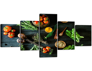 5 Panels/5 Pieces Modern Canvas Painting Wall Art The Picture For Home Decoration Green Food Vegetable Pictures Print On Canvas Giclee Artwork For Wall Decor Frame,Ready To Hang (50''Wx24''H)