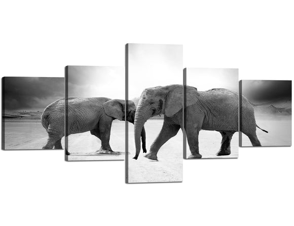 Animal Canvas Wall Art Decor Black and White Elephant Picture on Canvas Elephant Painting Artwork for Living Room Decor Canvas Prints Ready to Hang(50''Wx24''H)