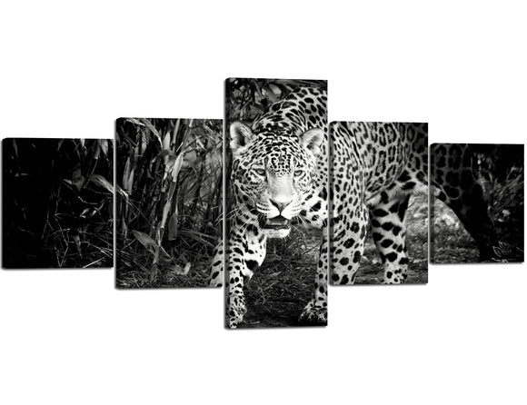 Art Black & White 5 Panel Wall Art Painting Tiger Prints On Canvas The Picture Animal Pictures Oil for Home Modern Decoration Print Decor for Kitchen(50''Wx24''H)
