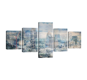 5 Piece Canvas for Home Decor Tall City Building Landscape Oil Painting Prints Artwork Modern Decoration for Bedroom and Living Room - 50''W x 24''H