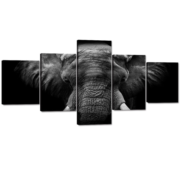 Animal Canvas Wall Art Decor Black and White Elephant Picture on Canvas Elephant Ivory Painting Artwork for Living Room Decor Canvas Prints Ready to Hang - 50''Wx24''H