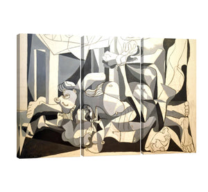 The Mass Grave by Picasso Modern Abstract Wrapped Giclee Artwork Picture Printed on Canvas Wall Art 3 Panels Stretched and Framed Ready Hanging for Home Decoration - 36"W x 24"H